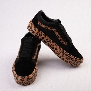 Vans old skool leopard platforms